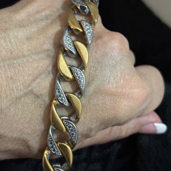 NWT- MENS 18K GOLD / SILVER BRACELET - Picture 12 of 13